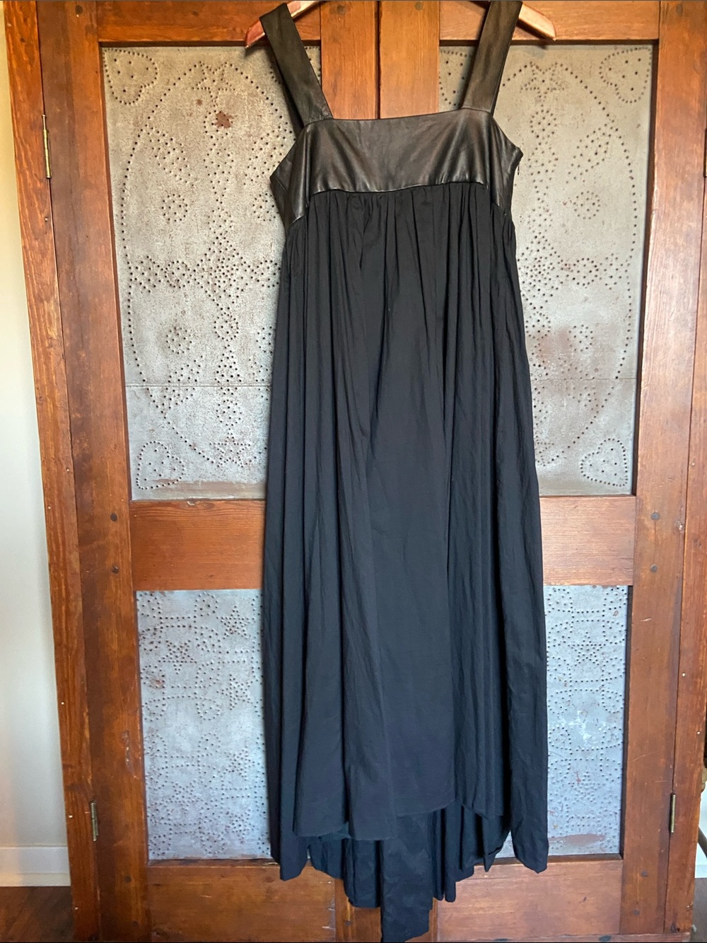Co Brand Leather Square Neck Cotton Maxi High Low Dress Size S